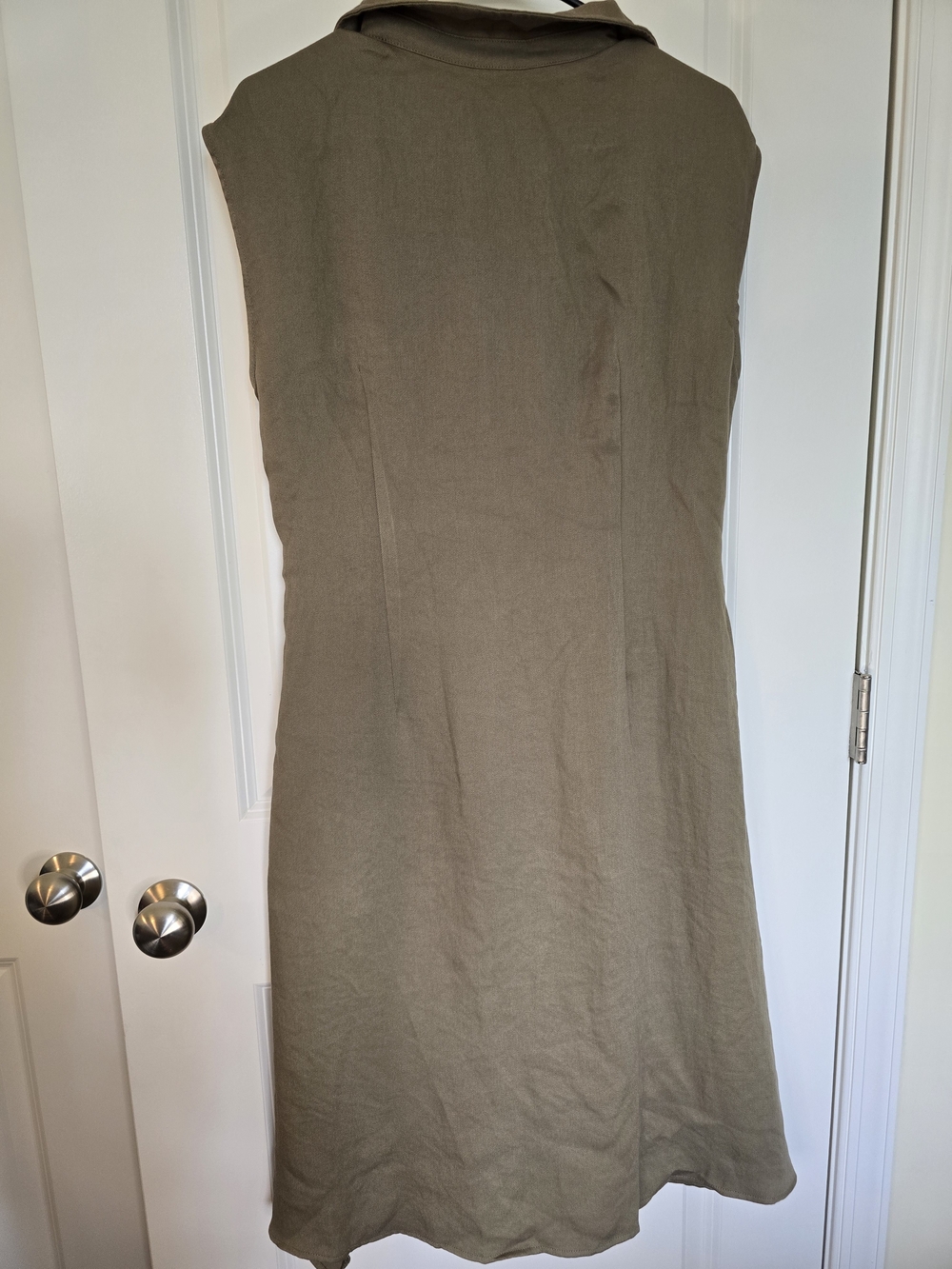 OGL Viscose-Linen Collared V-neck Midi Dress with Drawstring - Picture 7 of 7